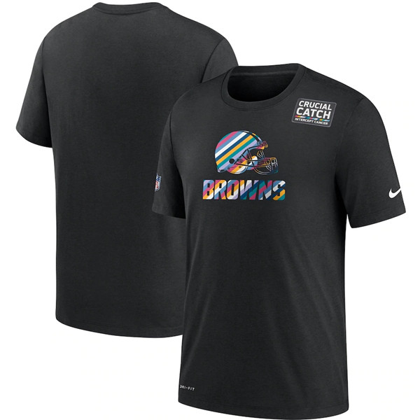 Cleveland Browns 2020 Black Sideline Crucial Catch Performance NFL T-Shirt (All Size)